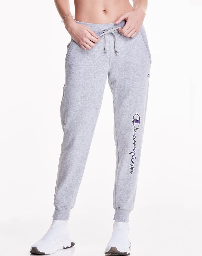 Champion Dame Joggingbukser Grå - Powerblend Fleece Liquid Filled script Logo - Danmark CWJ-941056